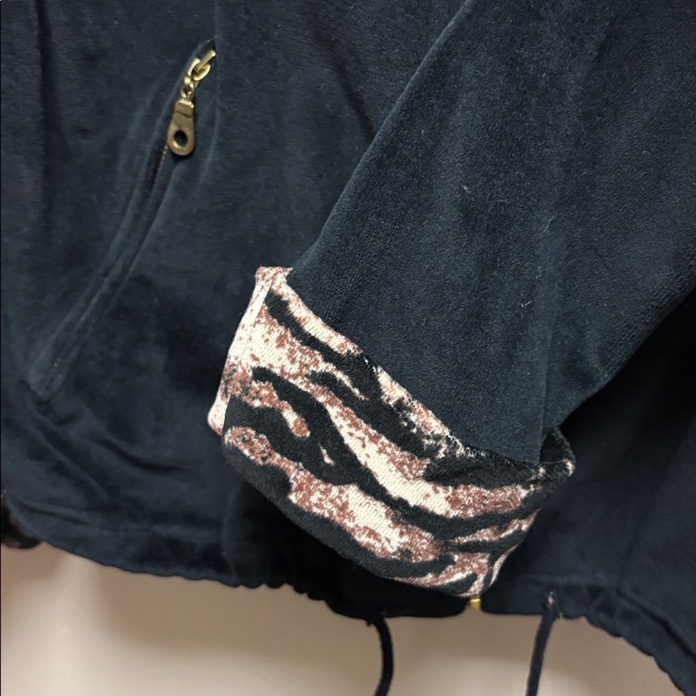 JASON MAXWELL Black Velour Fleece Women Size M